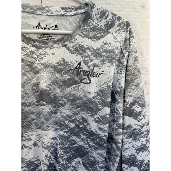 Anglur Mens Camo Fishing Shirt Long Sleeve Active T Shirt Size 2XL - Picture 2 of 5